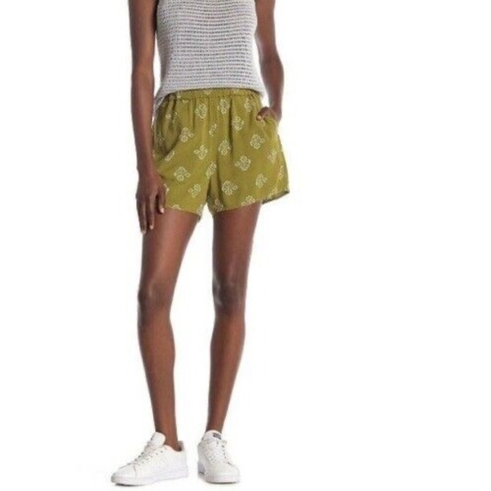 Madewell‎ Women's Printed Floral Elastic Waist Batik Green Shorts S